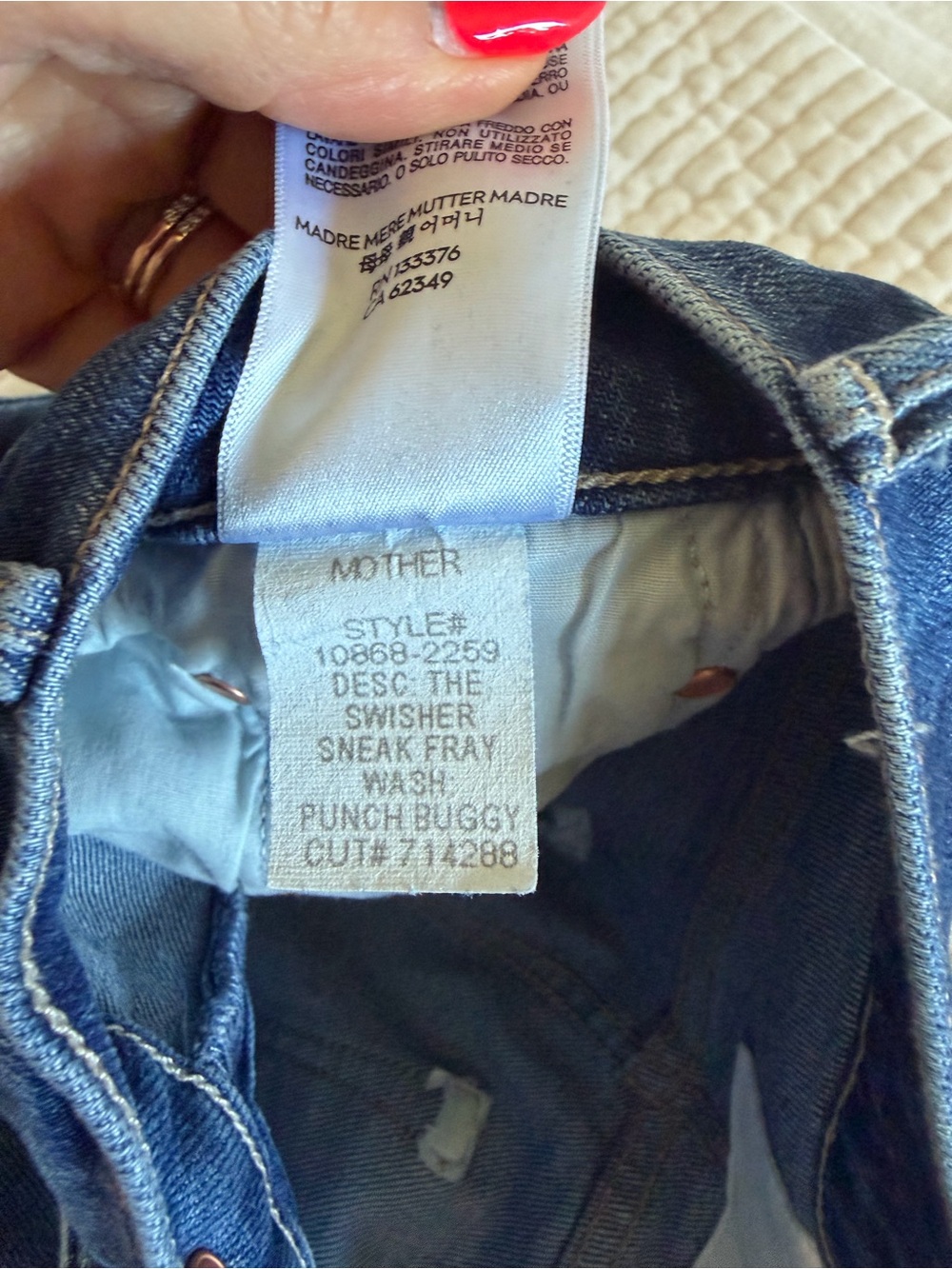 Mother Superior Swisher Sneak Fray *NWT* Hemmed - Color “Punch Buggy” - Picture 11 of 12